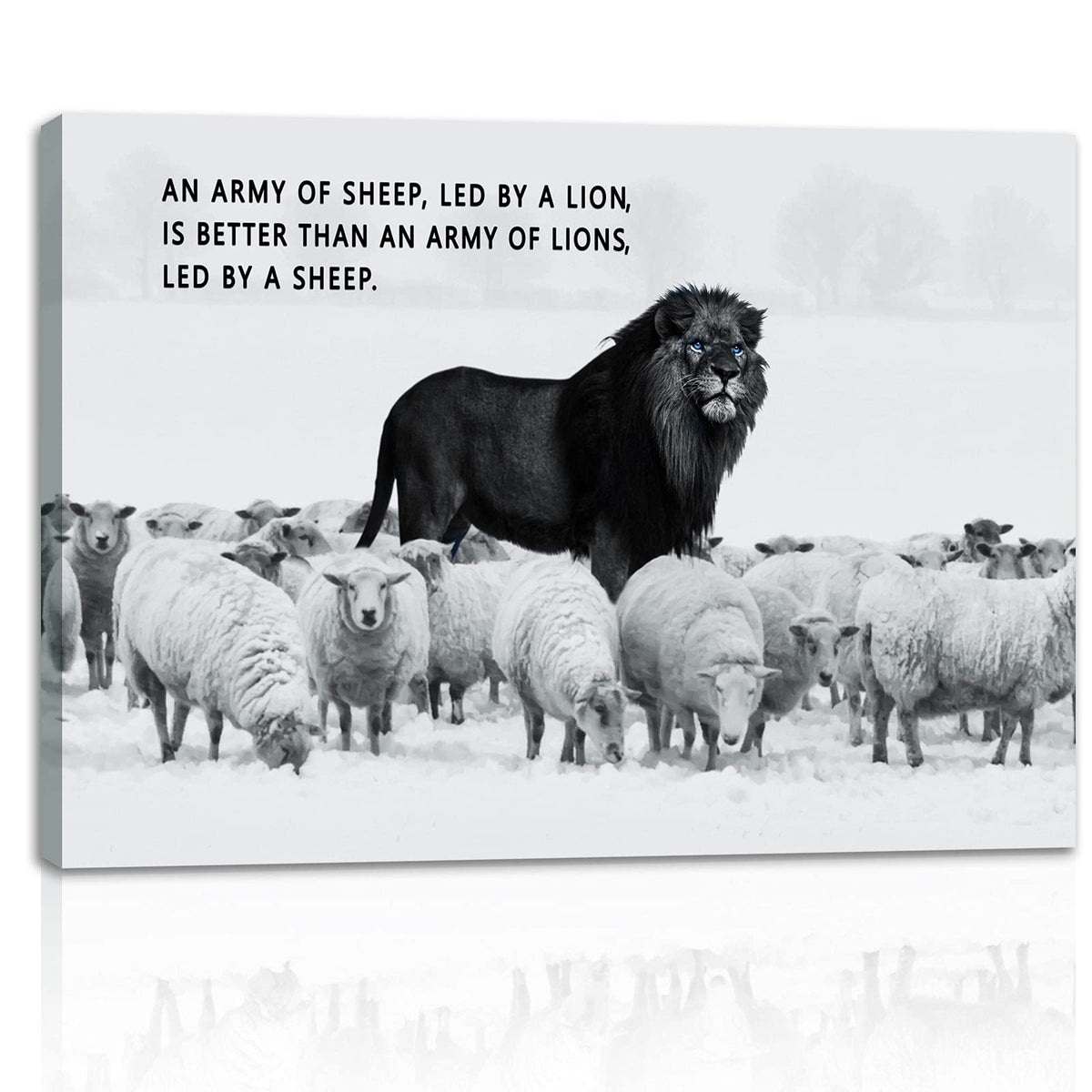 AMART SUN Black and White Gray Lion Inspirational Canvas Wall Art Motivational Painting Home Decor Success Entrepreneur Poster Home Modern Decoration Framed Ready To Hang