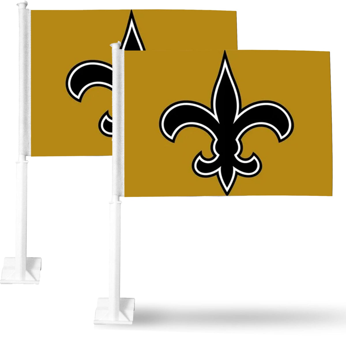 Designed for Saints Fans Car Flag 2 pack Car Accessories for Car Windows 17 x 11 inches Flag and 17 inch Pole