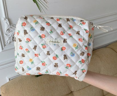 Korean Quilted Portable Cosmetic Storage Bag for Women