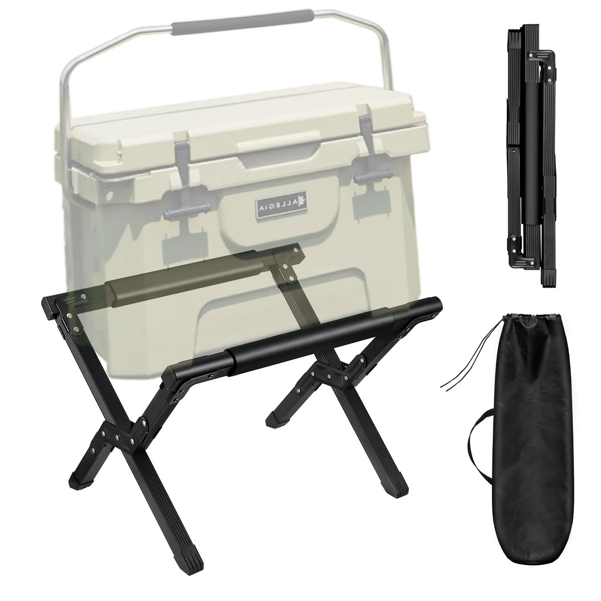 Famkeler Folding Cooler Stand With Carrying Storage Bag Non-Slip Suitable for Picnics Barbecues Camping Fishing and Other Outdoor Activities Lightweight Aluminium Alloy Outdoor Ice Box Stand