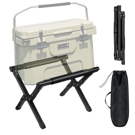 Famkeler Folding Cooler Stand With Carrying Storage Bag Non-Slip Suitable for Picnics Barbecues Camping Fishing and Other Outdoor Activities Lightweight Aluminium Alloy Outdoor Ice Box Stand