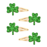 2 Pairs Glitter Green Clover Hair Clips Lucky Shamrock Hairpins Women Girls St. Patricks Day Costume Hair Accessories
