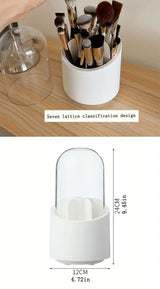 Rotating Makeup Brush Holder with Dust-Proof Cover