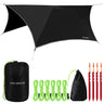 Gold Armour Rainfly Tarp for Hammock and for Tent Camping Essentials Rain Fly Cover Waterproof Lightweight Camping Accessories Survival Camping Gear Camping Tent Accessories (Black)