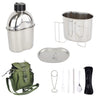 MASTIFF GEARS® 304 (18/8) Stainless Steel (FDA Compliant) US G.I Style Canteen Kit Cooking Set Camping Canteen Mess Kit with Cup Lid MOLLE Pouch for Camping Hiking