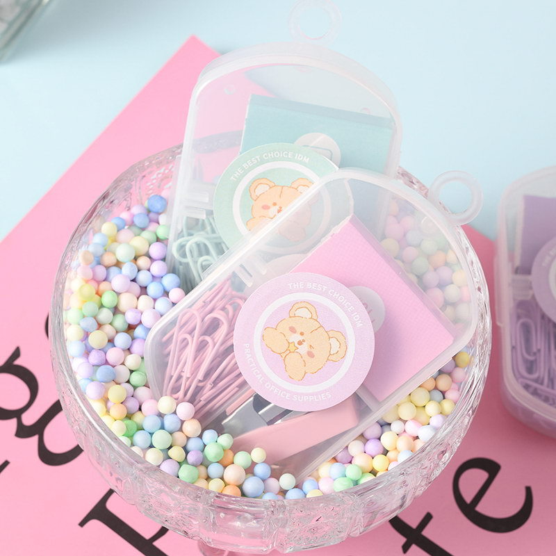 Cute Macaron Mini Stapler Student Stationery Set