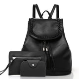 3-Piece Women's Backpack Set with Tassel Design