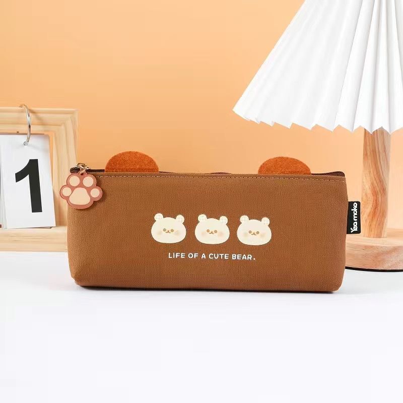 Canvas Zipper Pen Bag for Student Stationery Storage