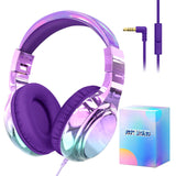 QearFun Kids Headphones for School Travel Wired Headphones for Kids with 85/94dB Volume Limit On-Ear Headphones for Girls Boys with Shareport Foldable Headphones with Microphone for Tablet/iPad
