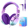 QearFun Kids Headphones for School Travel Wired Headphones for Kids with 85/94dB Volume Limit On-Ear Headphones for Girls Boys with Shareport Foldable Headphones with Microphone for Tablet/iPad