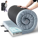 Kingfun Memory Foam Camping Sleeping Pad CertiPUR-US Camping Mattress Waterproof Roll Up Mattress Guest Bed Thick Floor Sleeping Mat for Car Truck Tent for Adults with Travel Bag
