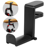 FYY Headphone Stand 360 Degree Rotation Headset Hanger Holder Adjustable Gaming Headphone Hook Under Desk Mount Headset Clamp with Cable Organizer Clip Black