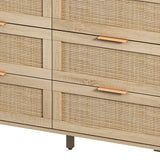 Drawers Rattan Storage Cabinet Rattan Drawer,for Bedroom,Living Room,Natural