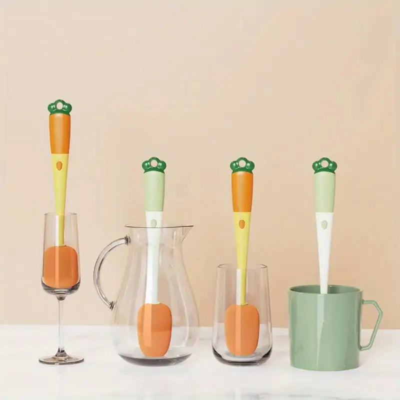 Carrot-Shaped Multifunctional Bottle Cleaning Brush