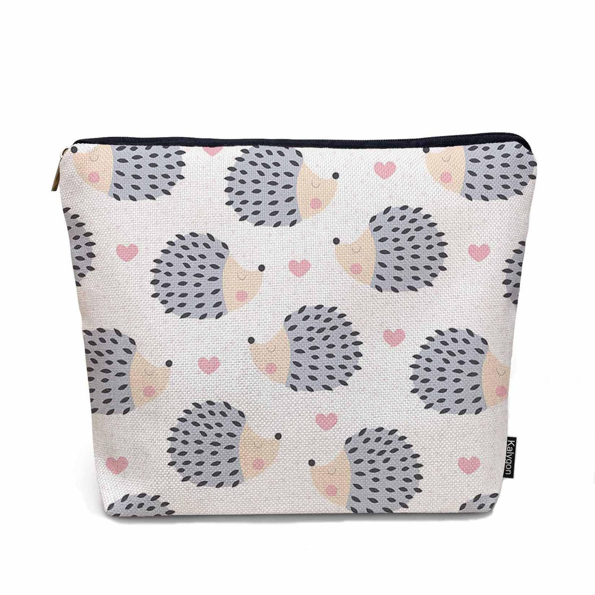 Kalygon Hedgehog Makeup Organizer Bag Cosmetic Bag For Men Women Cute Animal Hedgehogs Grey Travel Toiletry Bag Flax Makeup Bags Purse Business Makeup Pouch For Toiletries Cosmetics
