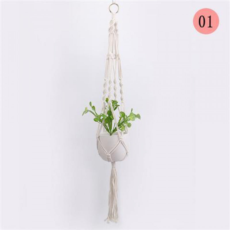 Handwoven Cotton Rope Hanging Planter Basket
