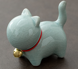 Cute Cat Ceramic Figurine for Mini Tea Garden Decor