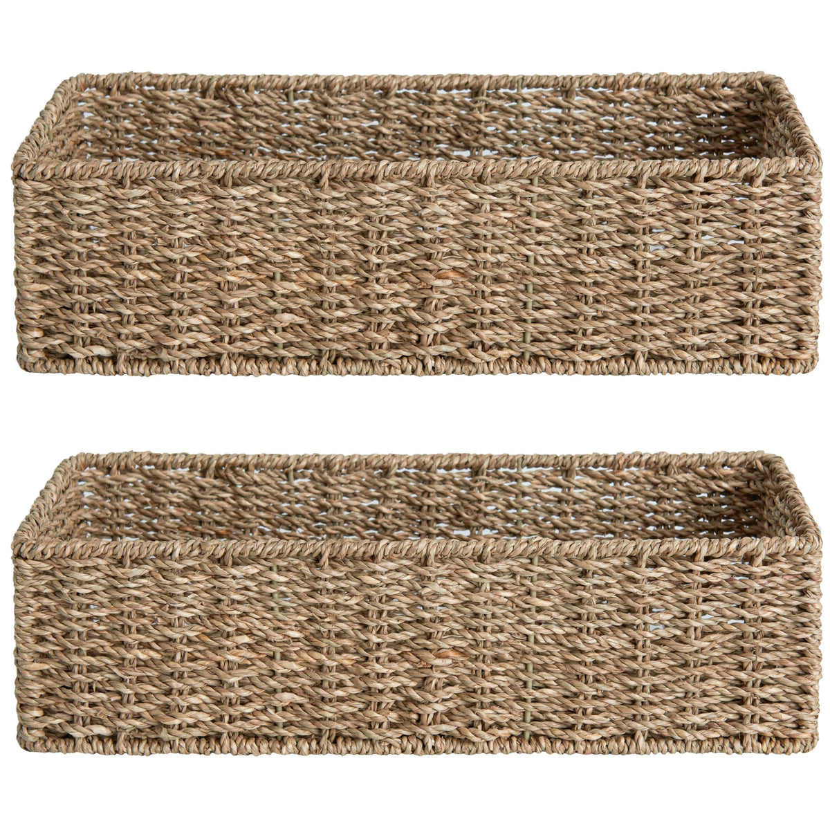 StorageWorks Seagrass Woven Storage Basket Bathroom Storage Organizer Basket Toilet Paper Basket Storage Basket for Toilet Tank Top 2-Pack