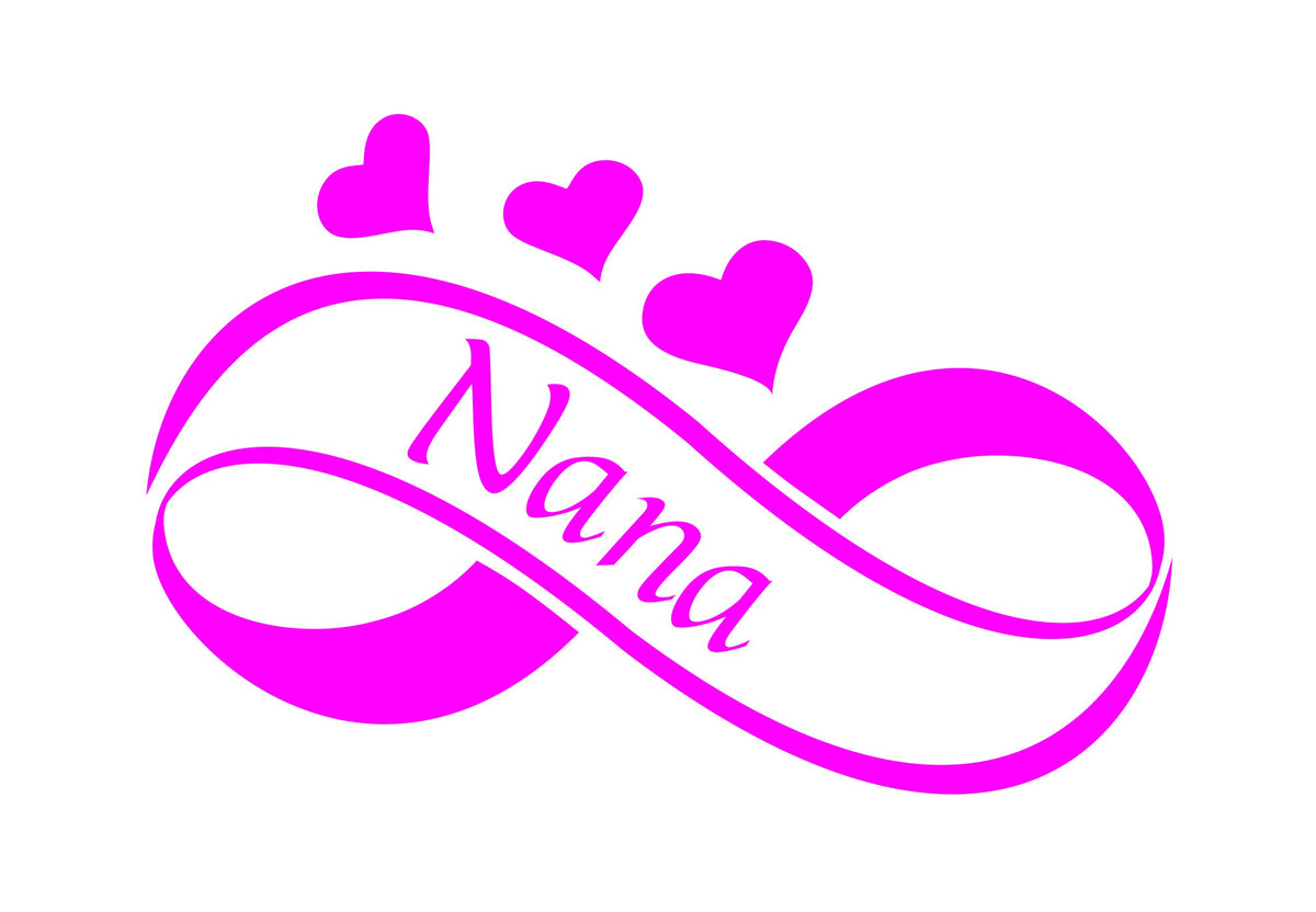 Nana with Hearts 6.5" Wide Pink Vinyl Decal Sticker Car Truck #2002