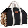STBoo Firewood Carrier Waxed Canvas: Log Carrier for Firewood Heavy Duty | Fire Wood Carrier Tote Bag | Fireplace Log Holders for Firepit Outdoor Camping BBQ Wood Stove Accessories Gift Black