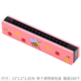 Wooden Painted Harmonica for Kids - 16 Holes Educational Toy