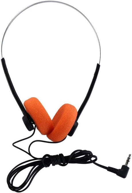 Orange Retro On Ear Headphones Lightweight Portable Headphone with Adjustable Headband Wired Stereo Headphones Cute Walkman Headphone Trvel