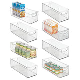 mDesign Plastic Stackable Kitchen Organizer - Storage Bin with Handles for Refrigerator Freezer Cabinet and Pantry Shelves Organization - Food Container - Ligne Collection - 8 Pack - Clear