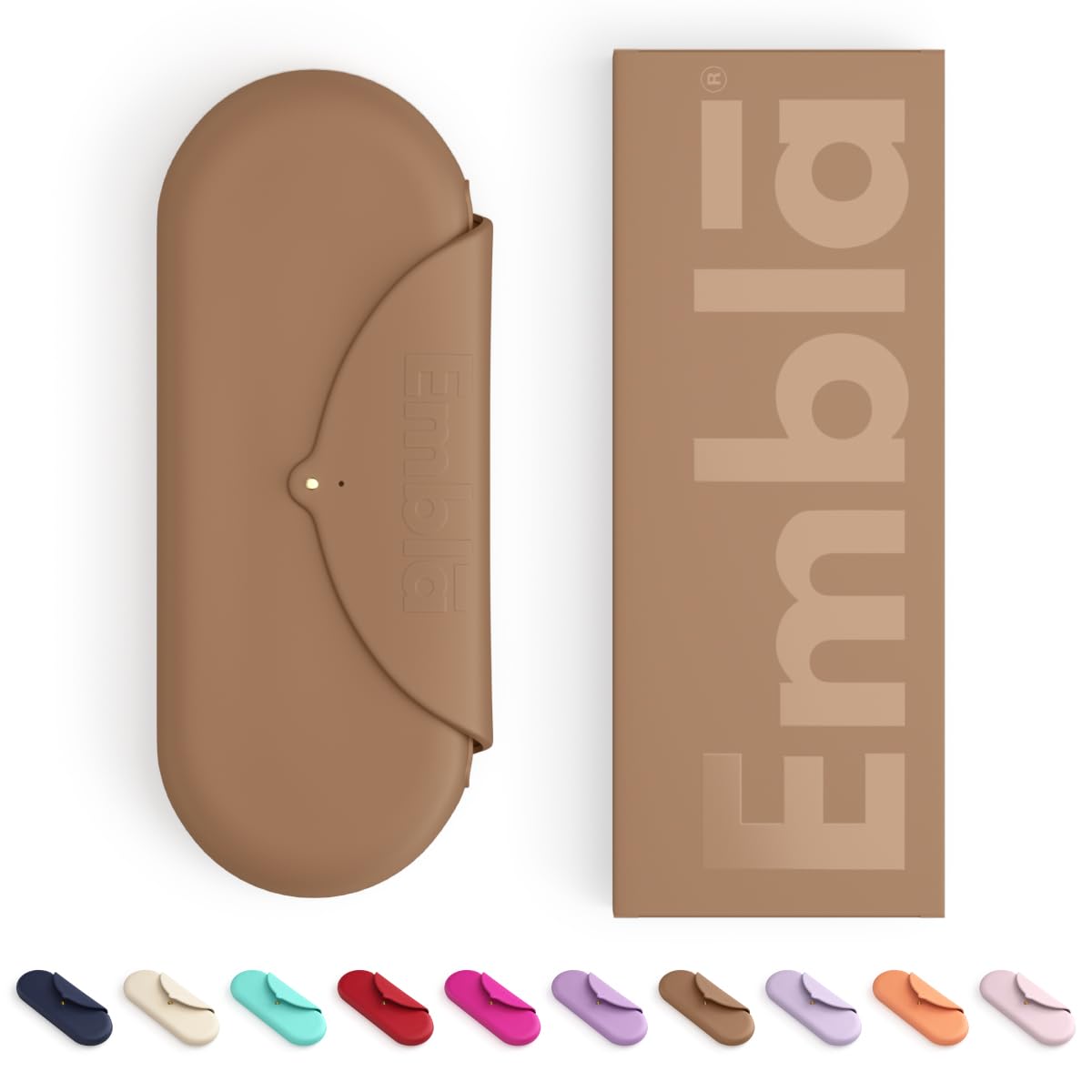 Embla Makeup Brush Holder Travel Cosmetic Case Pouch Soft Silicone Cosmetic Bag Make Up Brushes Holder with Secure Snap Closure Travel Makeup Brush Case Latte