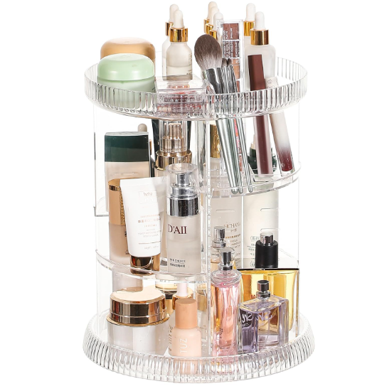 Diamond Pattern Acrylic Rotating Makeup Organizer