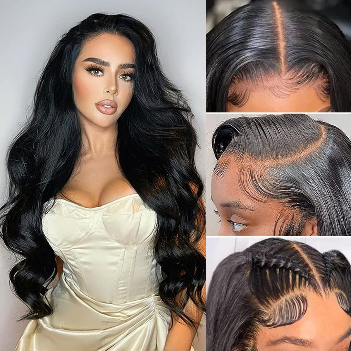 JISHUN 13x6 HD Transparent Deep Wave Lace Front Wigs Curly Human Hair Wigs for Women Glueless Brazilian Curly Lace Frontal Wigs Human Hair Pre Plucked With Baby Hair (Blackbody 22inch)