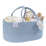 fephas Baby Diaper Caddy Organizer- Misty Blue Rope Nursery Storage Bin- Portable Diaper Storage Basket for Changing Table and Car- Perfect Baby Shower & Registry Gift