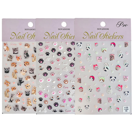 3 Sheets Cat Nail Stickers Cute Nail Stickers Cat Nail Decals Cute Nail Art Stickers Embossed Cat Claw Nail Stickers Embossed Cute Nail Supplies Nail Art Stickers DIY Nails
