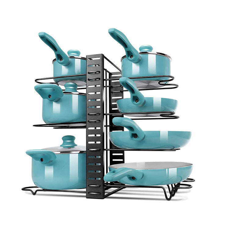 Adjustable Double-Sided Iron Pot Rack for Kitchen Storage