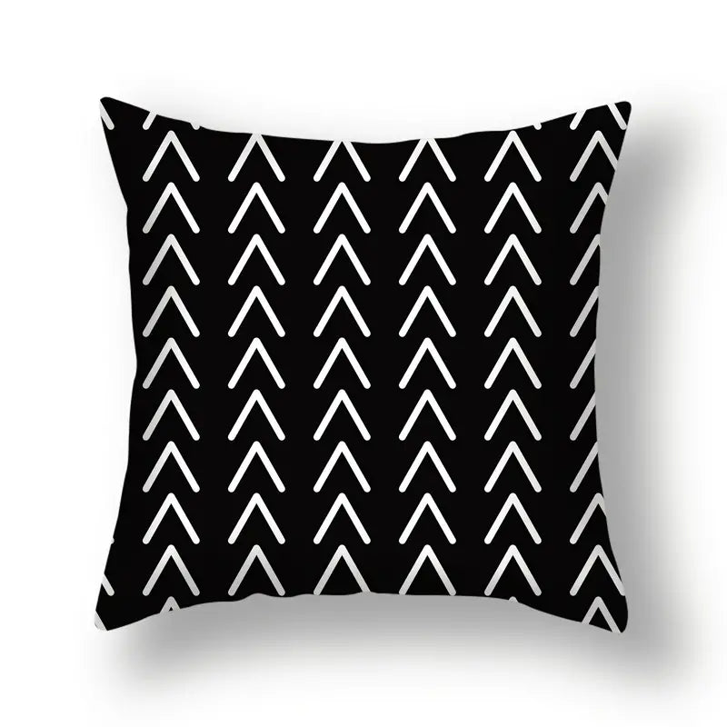 Black Geometric Line Pillowcase for Home Office 18x18"