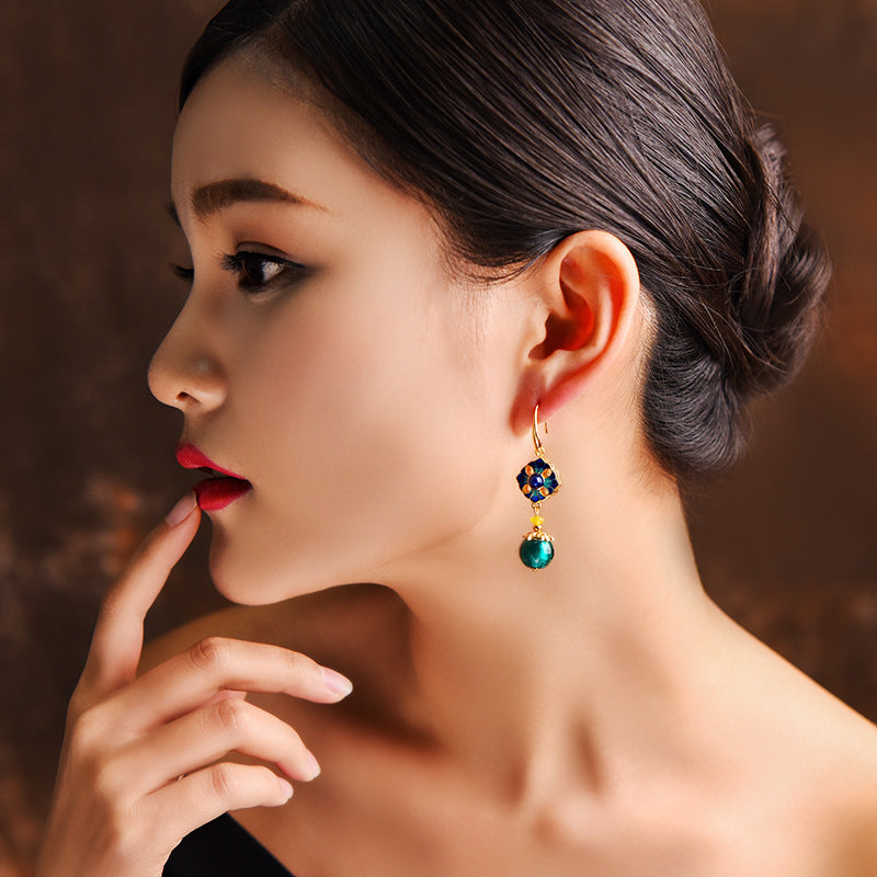 Artisan Cloisonné Glass Earrings - Ethnic Style Accessory