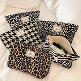 Leopard Print Travel Makeup Bag - Washable Organizer