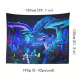 Fluorescent Forest Mushroom Tapestry for Home Decor