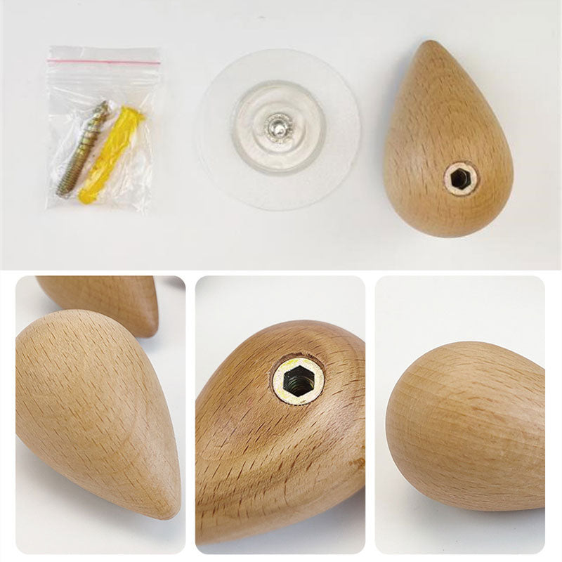 Cute Beech Wood Water Drop Hook for Home Storage