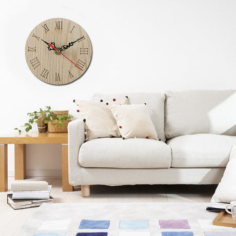 BZ998 Vintage Round Wooden Desk Clock for Home Decor