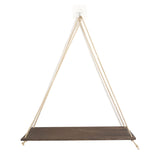 Wall-Mounted Wooden Shelf with Decorative Rope Planter