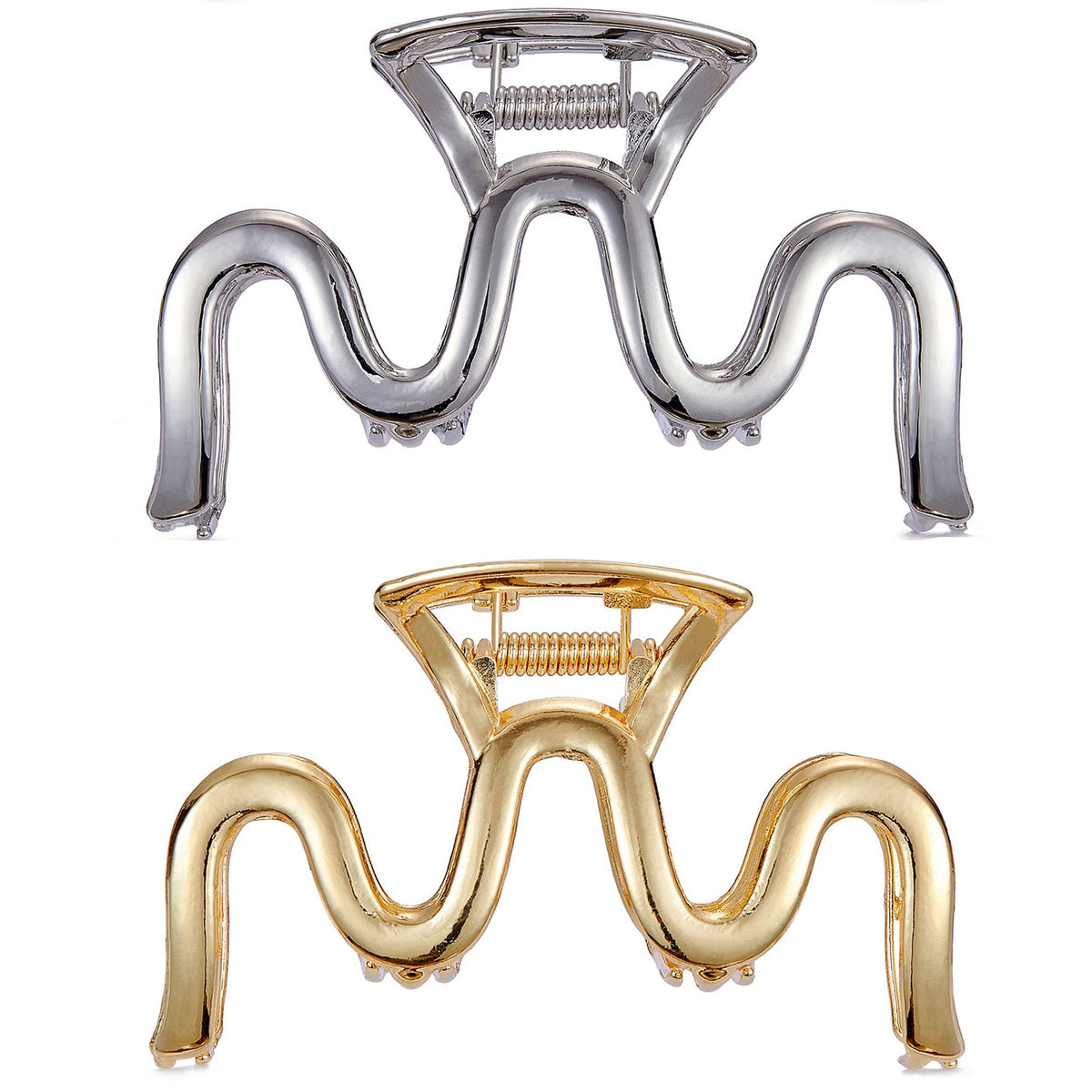 Large Metal Hair Claw Clips for Women Gold Strong Hold Non-Slip Hair Catch Barrette Jaw Clamp for Thin Thick Curly Hair Silver Metal Hair Clips Fashion Hair Styling Accessories