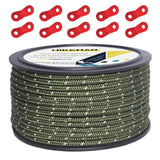 Hikeman 50m Reflective Guyline Solid Braid Nylon Camping Rope with Aluminum Adjuster Cord Tensioner Tent Accessory for Outdoor TravelHikingBackpacking and Water Activities (Army Green 3mm)