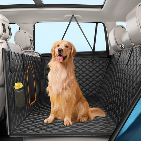 XXL Truck Back Seat Extender for Dogs Dog Car Seat Cover with Hard Bottom Support 400LB Waterproof Car Seat Protector with Mesh Window and Storage Pocket Car Hammock for Full-Size Trucks SUV