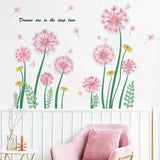 Pink Dandelion Wall Stickers for Home Decoration (2 Sheets)