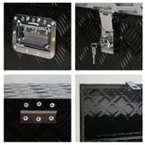 20 Inch Black Aluminum Tool Long Box 5 Bar Tread Flat Box For Truck Car Outdoor Trailer Pickup Underbody RV ATV Storage Tools Organizer With Lock Side Handle And Keys