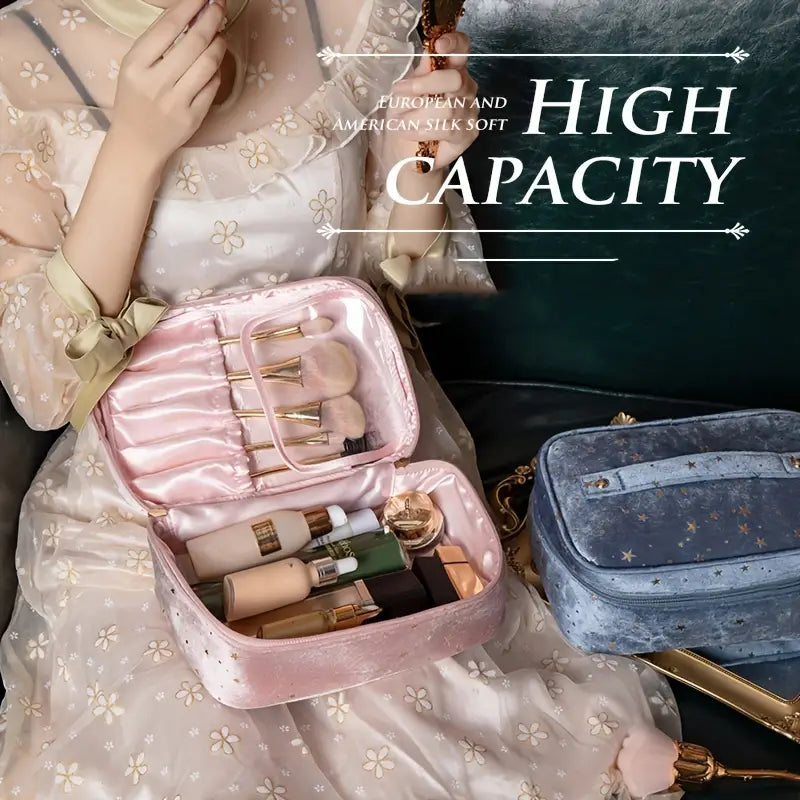 Portable Travel Makeup Bag with Brush Organizer