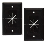 DataComm Electronics 45-0017-BK-2 (2 Pack) Split Style TV Plate with Flexible AV/HDMI Cable Pass-Through - Black