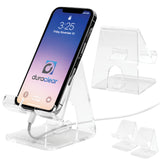 DuraClear 2 Pack Acrylic Phone Stand for iOS Phones with Charger Cord Organizer - Elevate Your Desk Space and Optimize Charging
