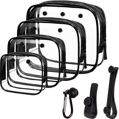 4 Packs Clear Bogg Bog Accessories Beach Tote Bag Suitable for Bogg Bag Insert Bag Cellphone Phone Holder Clear Makeup Bags Toiletry Bag Key Holder for Bogg Bag Accessories for Bogg Bags (Black)