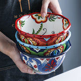 Bohemian Hand-Painted Ceramic Bowls for Home Use
